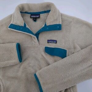 Patagonia Jacket Womens Medium Gray Blue Polartec Re-Tool Snap T Fleece Pullover